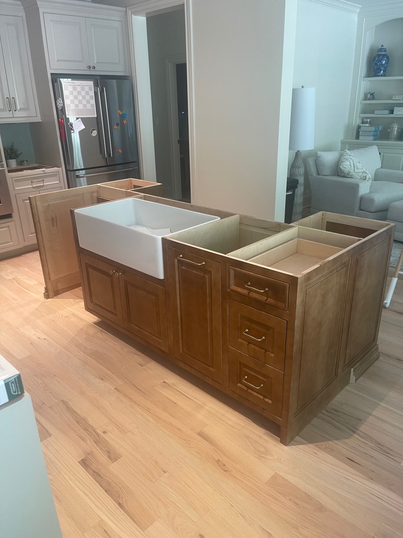 Painted Island with Farmhouse Sink